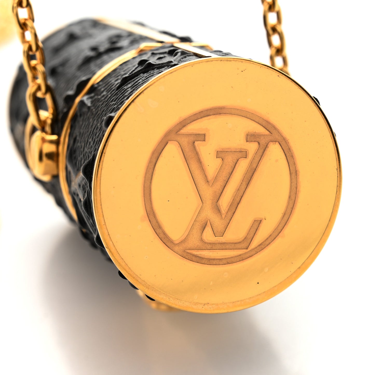 Monogram Midnight Embossed Chain Lipstick Case Black