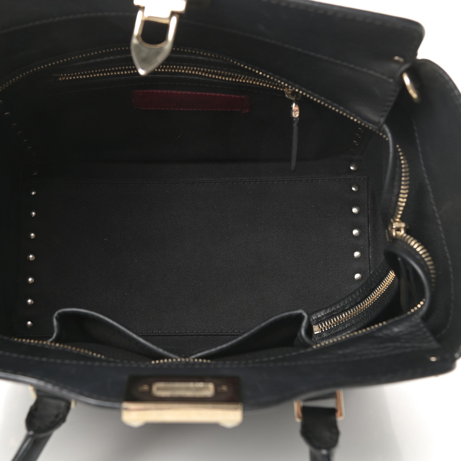 Valentino Garavani Vitello Small Rockstud Double Handle Tote Black 5 of 16