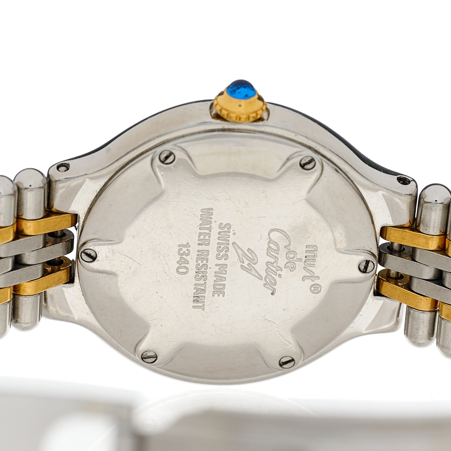 Cartier Stainless Steel 18K Yellow Gold 28mm Must De 21 Bullet Link Quartz Watch 4 of 7