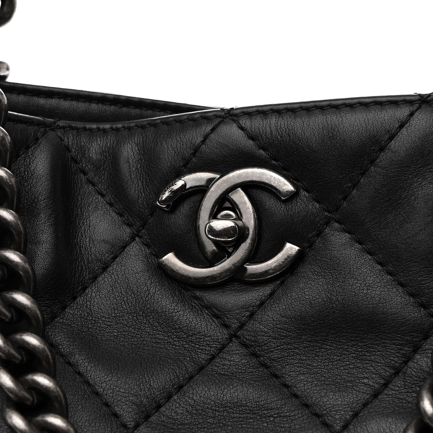 Chanel Calfskin Quilted Large Shopping In Chains Tote Black 8 of 11