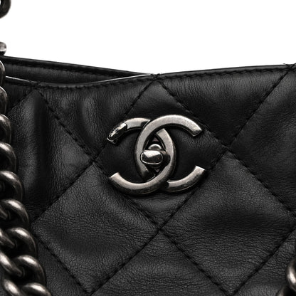 Chanel Calfskin Quilted Large Shopping In Chains Tote Black 8 of 11