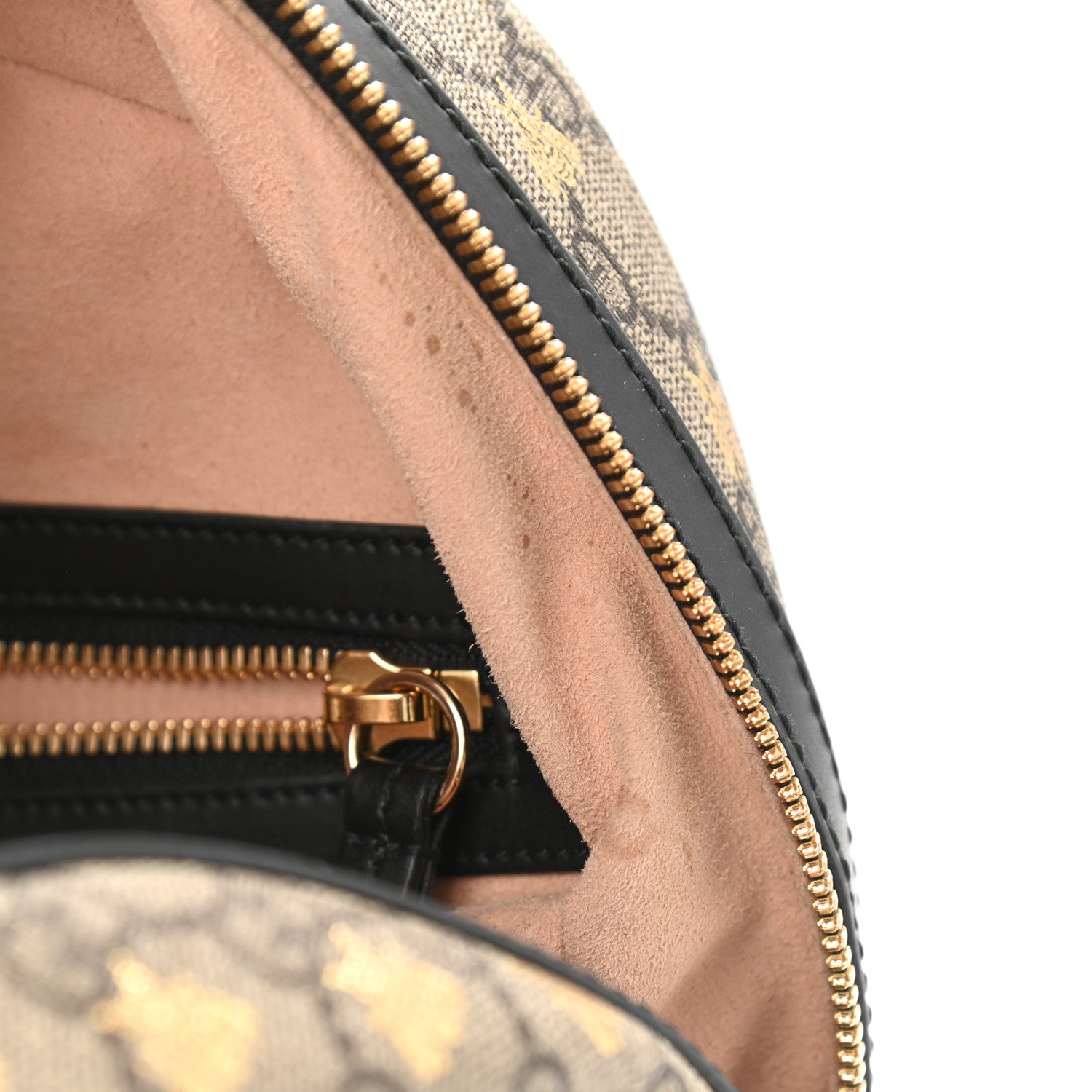 Gucci GG Supreme Monogram Bees Print Small Day Backpack Beige Oro Black 11 of 14