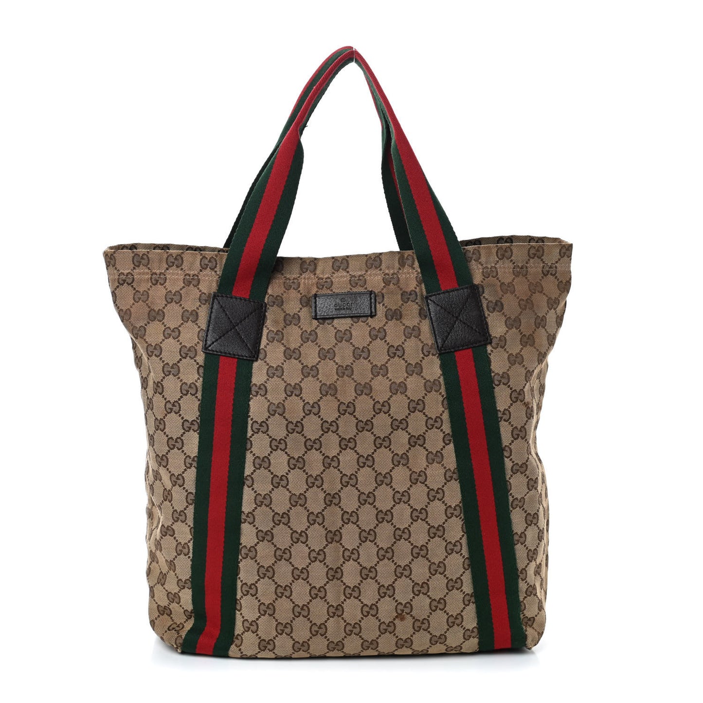 GG Monogram Medium Web Handle Vertical Tote Dark Brown