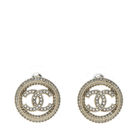 Chanel Crystal CC Vendome Round Earrings Gold 1 of 4