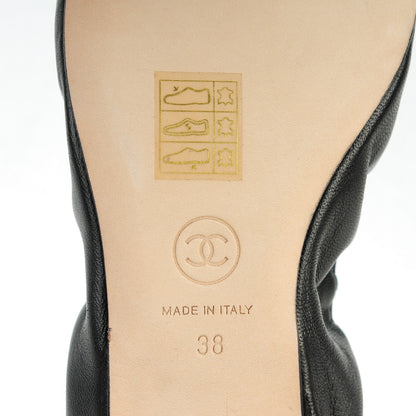 Chanel Lambskin Elastic Camellia Ballerina Flats 38 Black 6 of 8