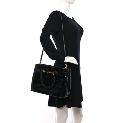 Gucci Patent Medium Bright Bit Top Handle Tote Black 2 of 10