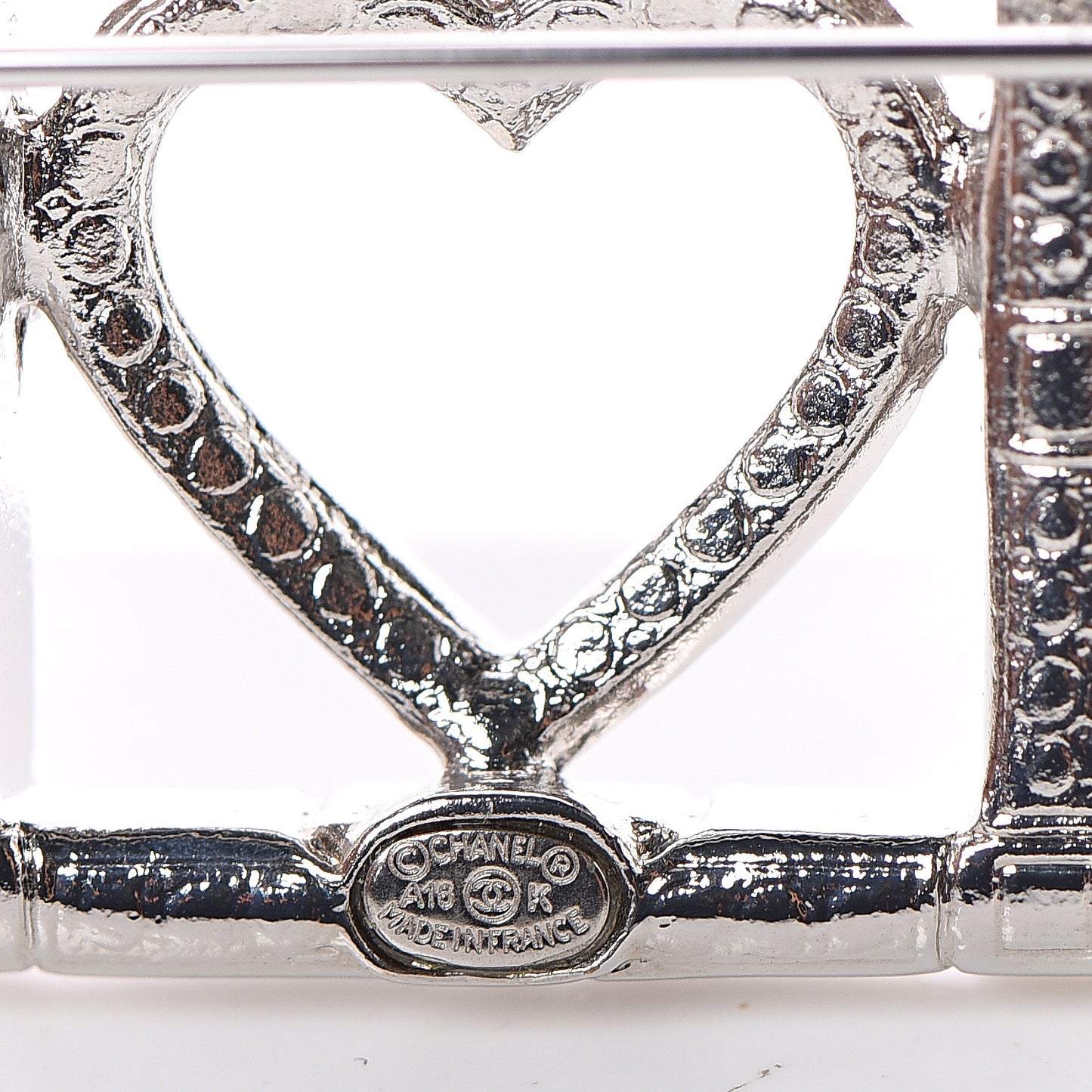 Crystal Eye Heart CC Brooch Silver