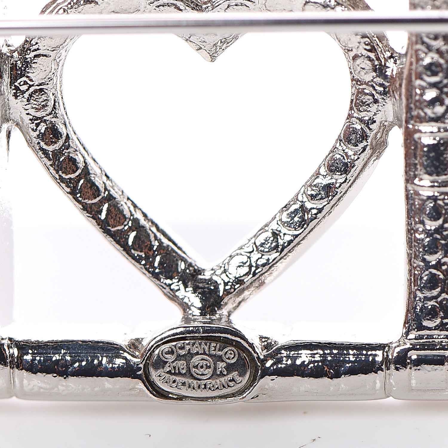 Chanel Crystal Eye Heart CC Brooch Silver 3 of 4