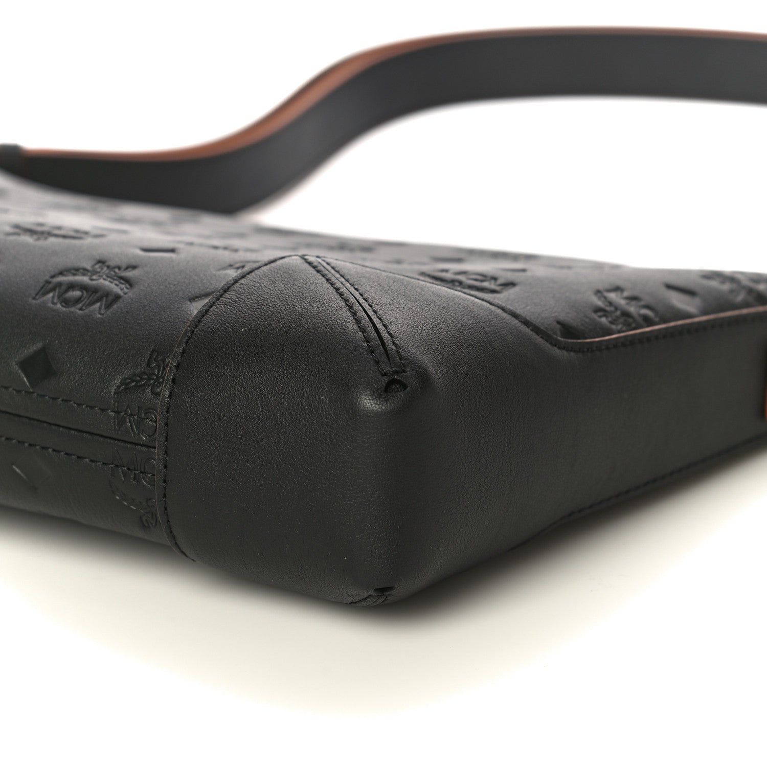 MCM Calfskin Monogram Medium Klara Shoulder Bag Black 9 of 9