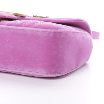 Gucci Velvet Matelasse Marquise Crystals Embroidered Small GG Marmont Shoulder Bag Malva 10 of 11