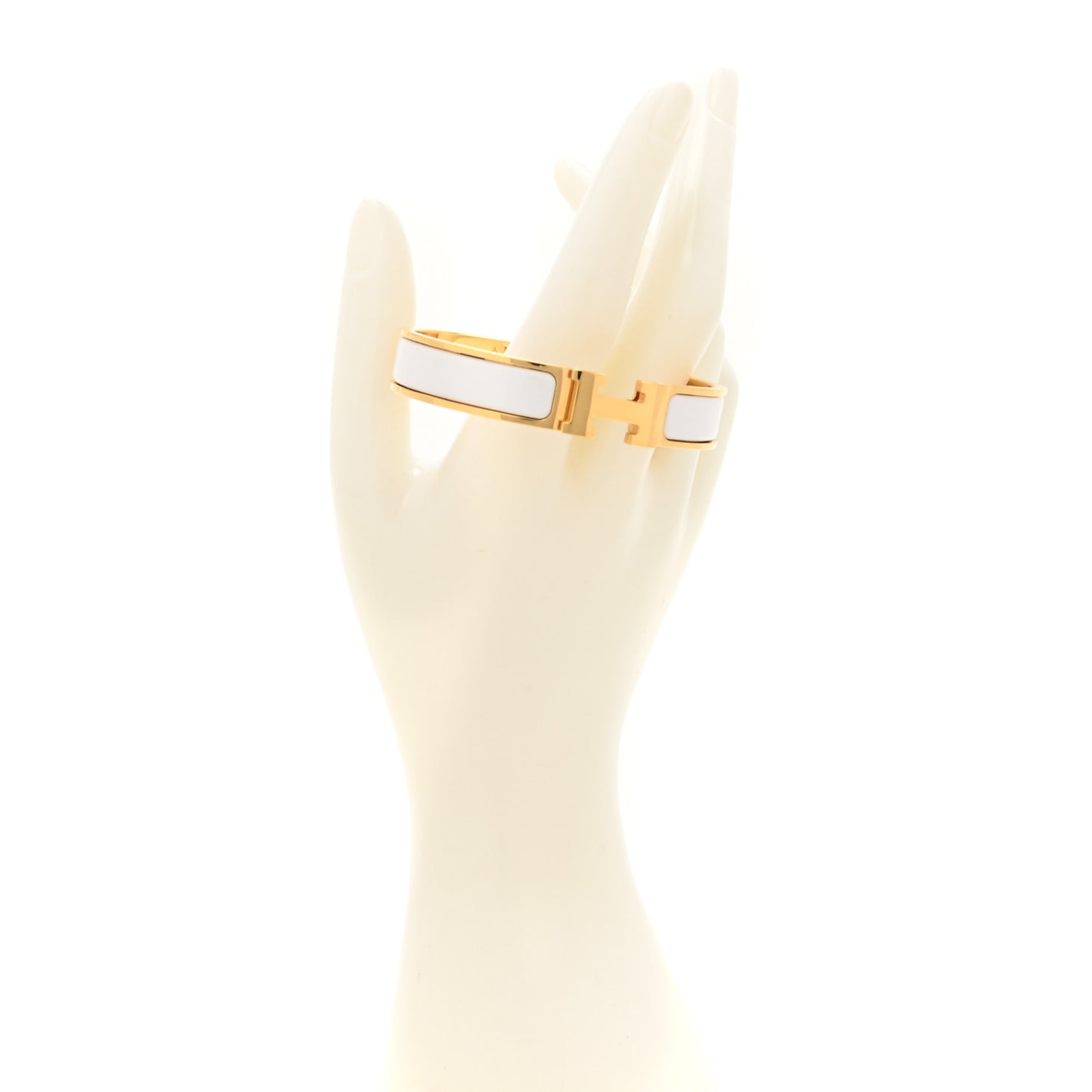 Enamel Narrow Clic Clac H Bracelet GM White