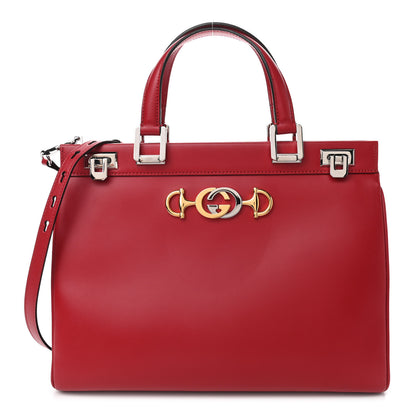 Gucci Shibuya Calfskin Medium Zumi Top Handle Bag Hibiscus Red 1 of 8