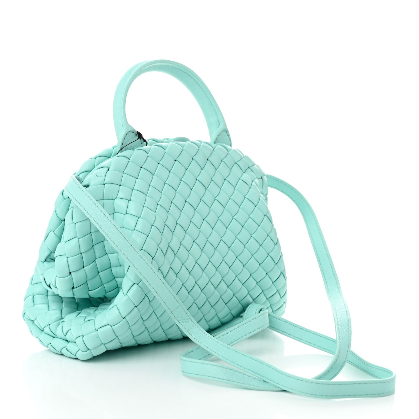 Nappa Intreccio Mini Padded Handle Bag Celadon
