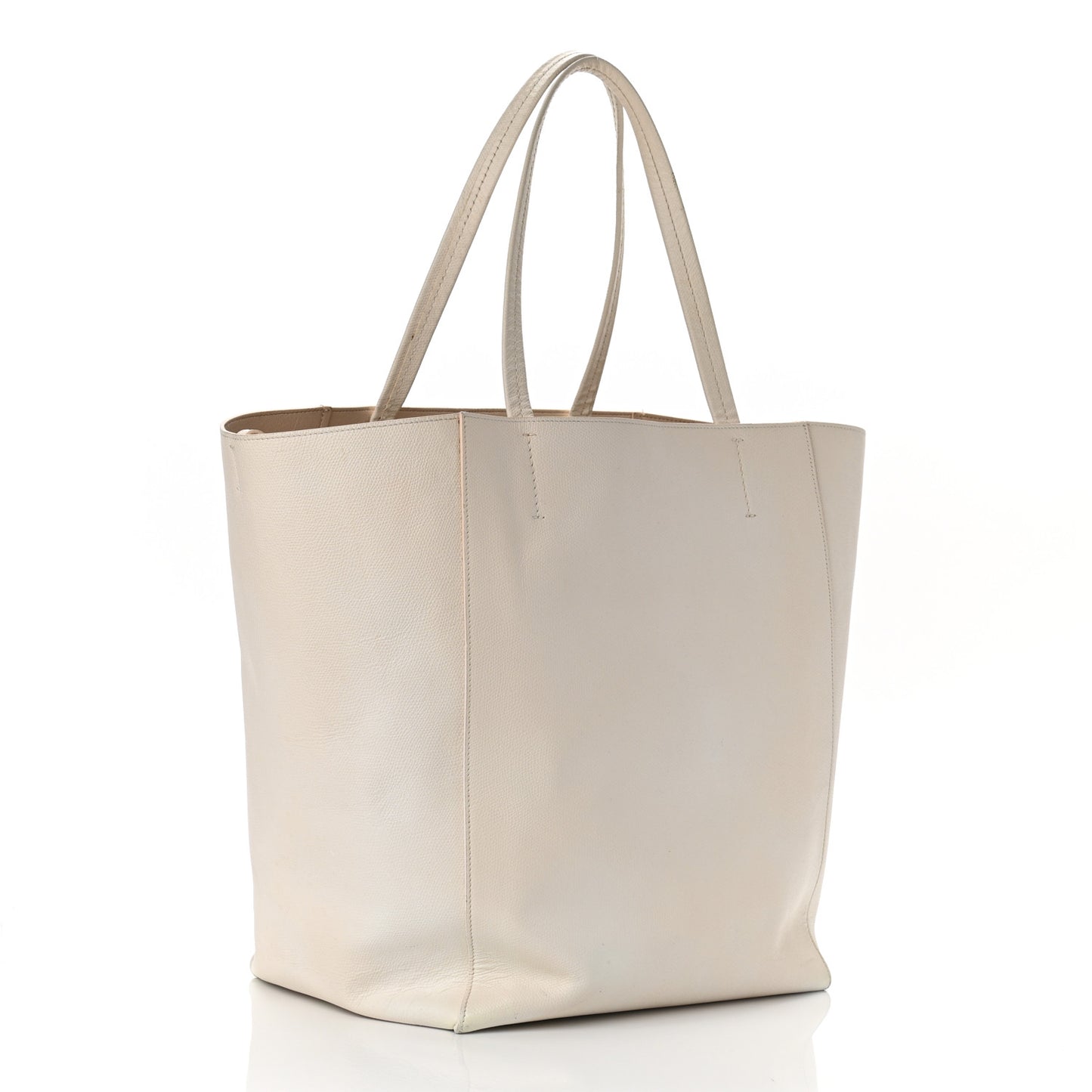 Grained Calfskin Medium Horizontal Cabas Phantom White
