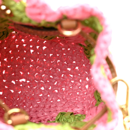 Prada Yarn Raffia Effect Crochet Mini Pouch Petal Pink Lawn Green 5 of 9