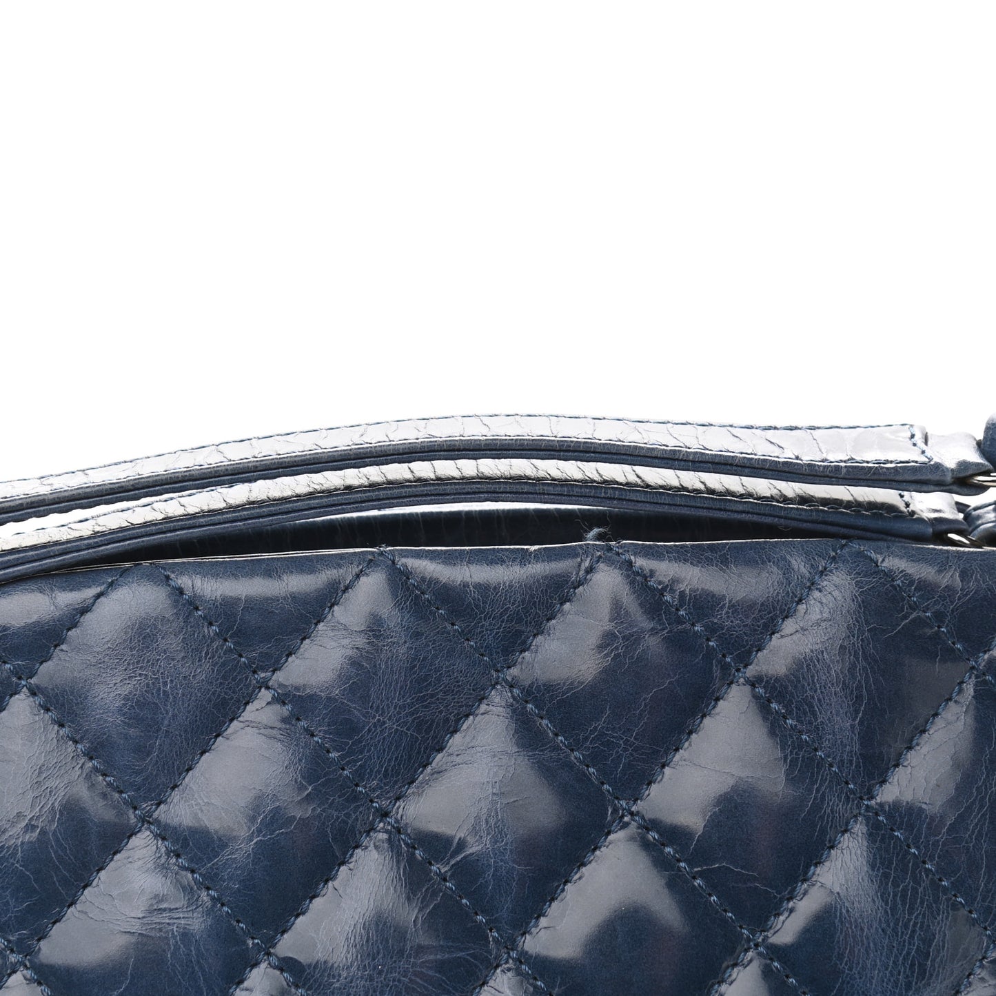 Aged Calfskin Large Just Mademoiselle Bowling Bag Blue