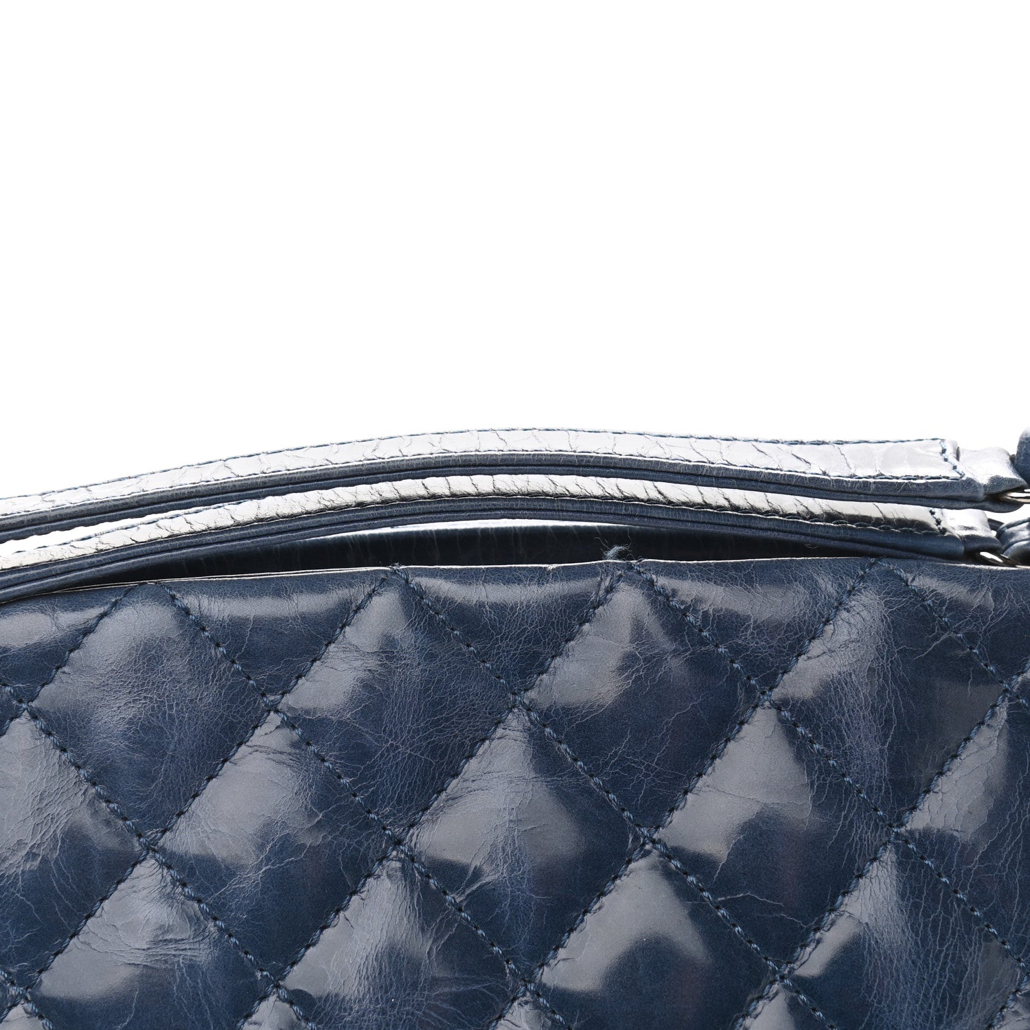 Chanel Aged Calfskin Large Just Mademoiselle Bowling Bag Blue 10 of 13