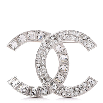 Chanel Baguette Crystal CC Brooch Silver 1 of 5