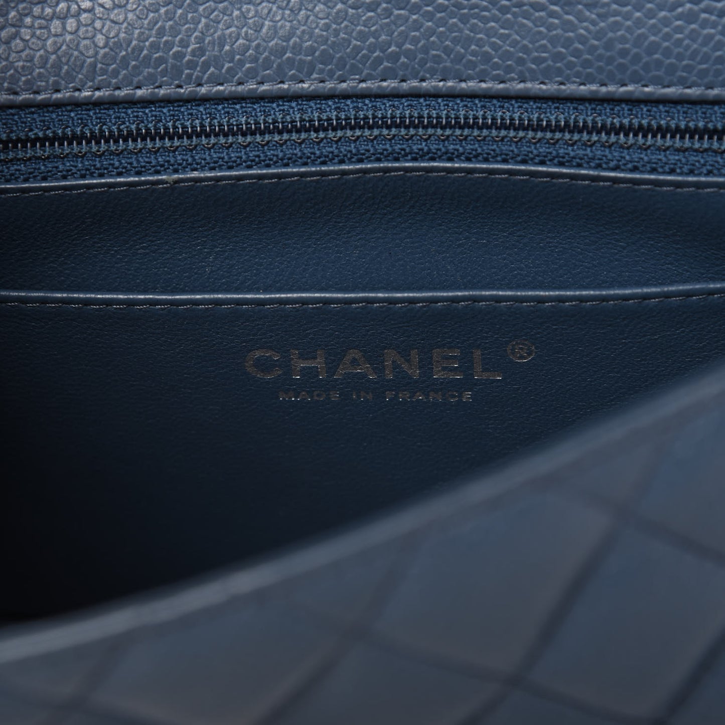 Caviar Quilted Mini Square Flap Dark Blue