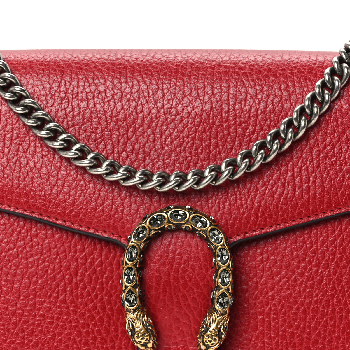 Gucci Calfskin Mini Dionysus Chain Wallet Hibiscus Red 9 of 11