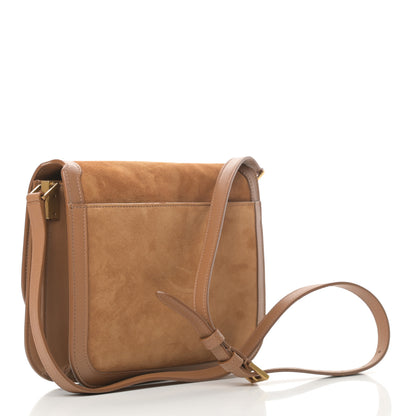 Saint Laurent Suede Smooth Calfskin Monogram Medium Solferino Soft Satchel Cinnamon 3 of 10