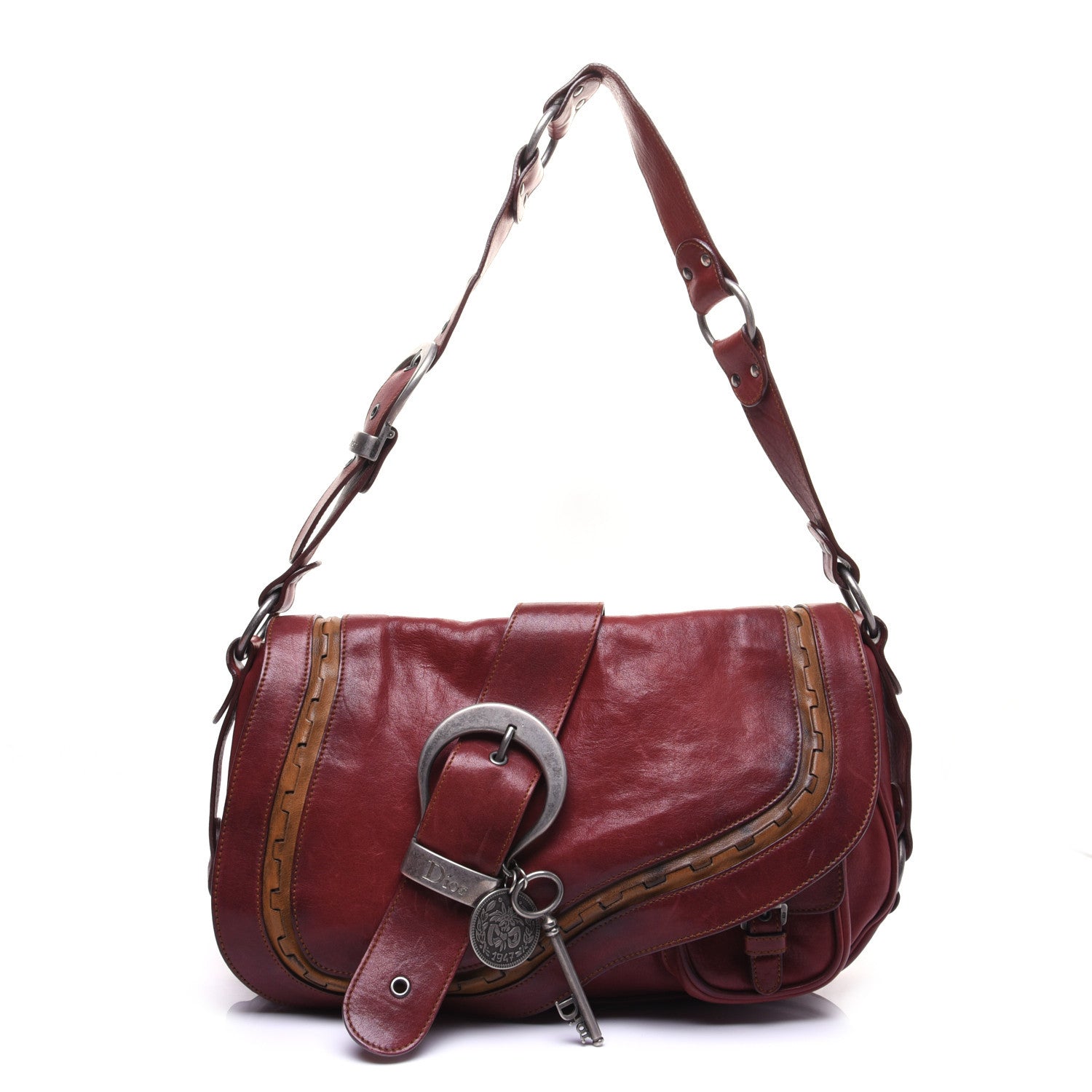 Christian Dior Calfskin Medium Gaucho Double Saddle Red 1 of 16