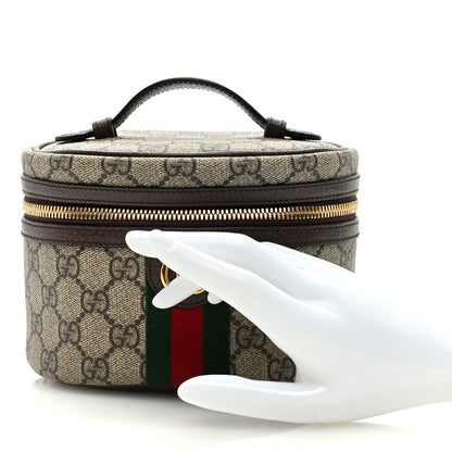 Gucci GG Supreme Monogram Textured Calfskin Web Ophidia Vanity Cosmetic Case Beige Ebony New Acero 2 of 7