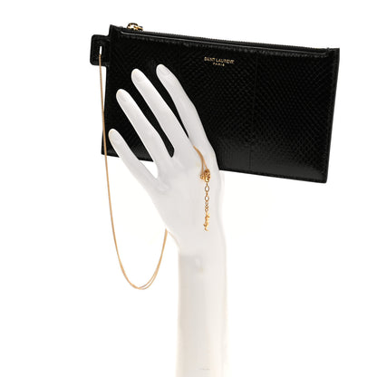 Saint Laurent Snakeskin Pouch With Chain Black 2 of 11