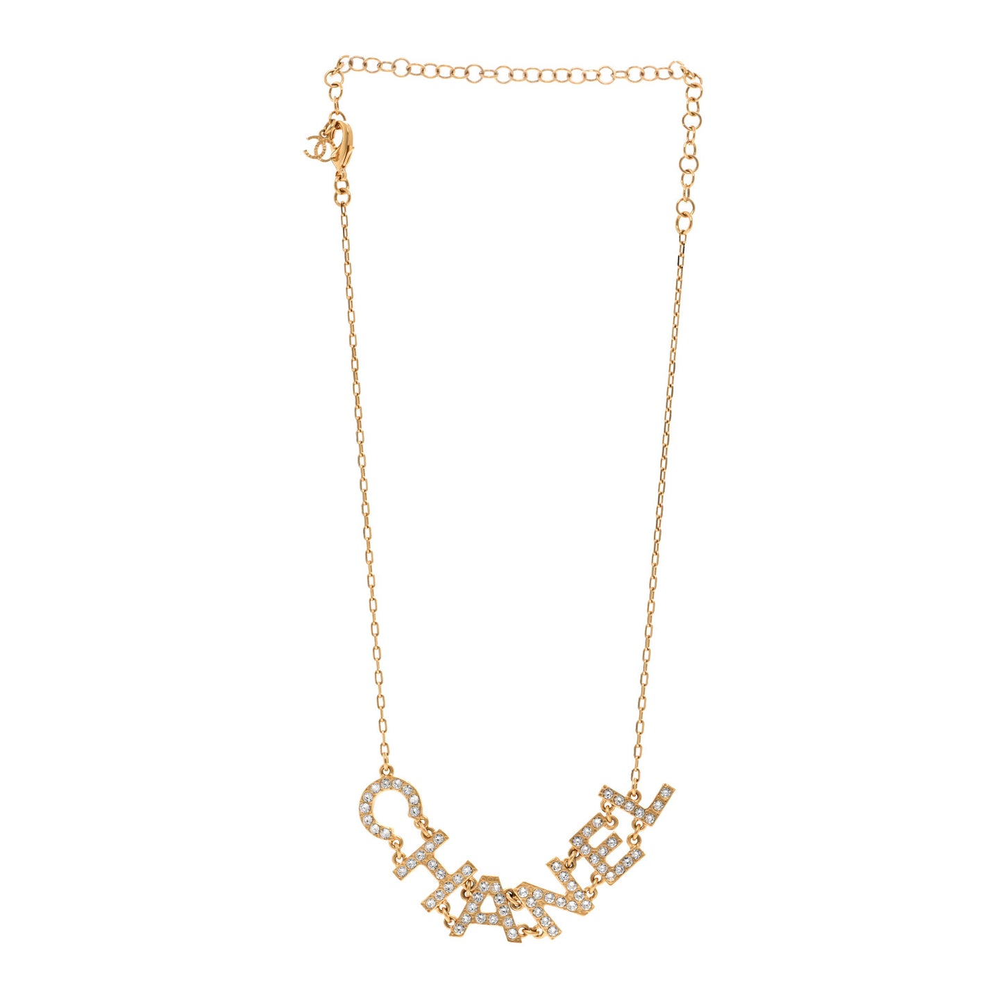 Metal Crystal 90's Icon Logo Necklace Gold