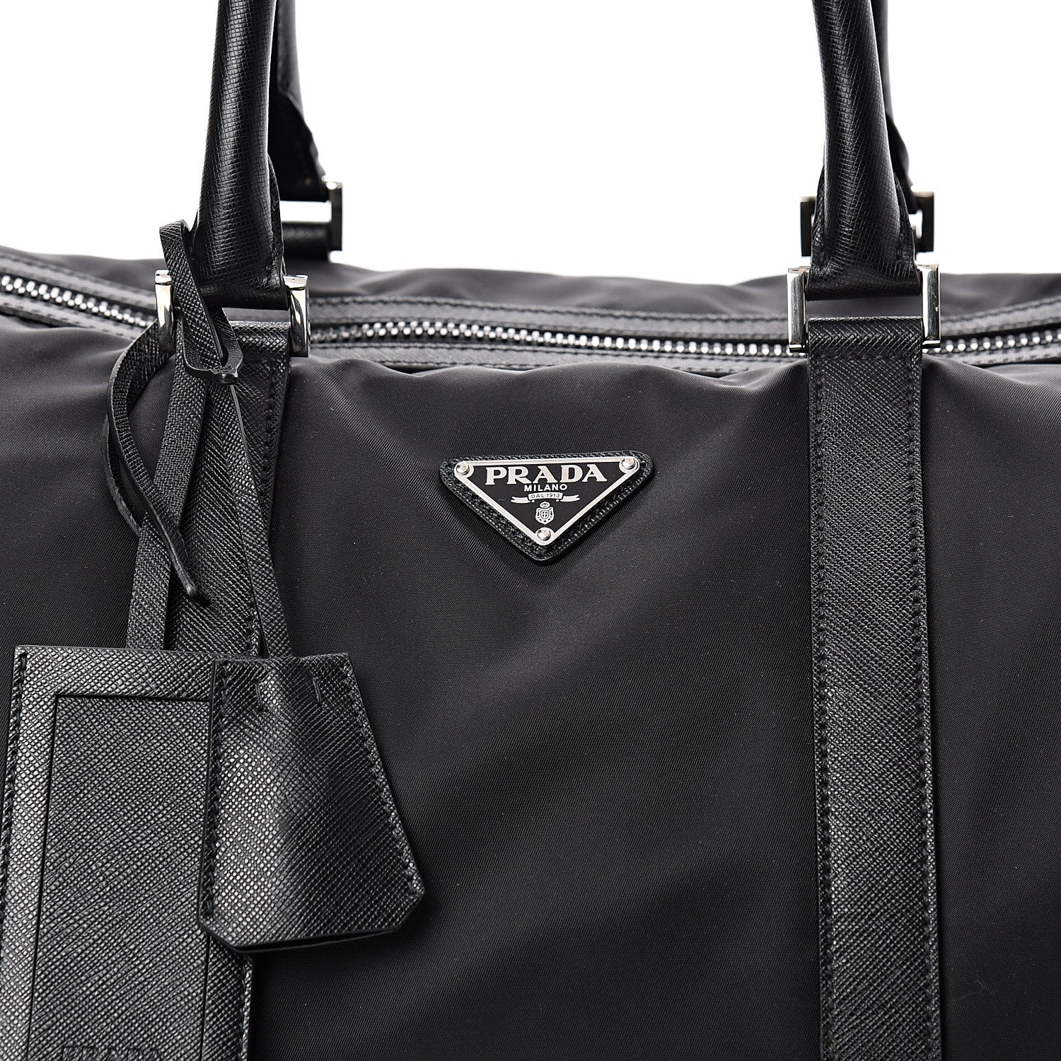 Prada Tessuto Nylon Saffiano Duffle Bag Black 8 of 11
