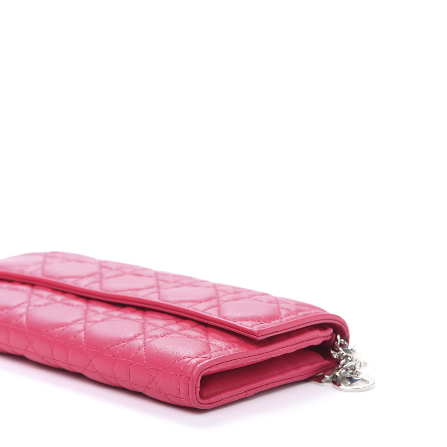 Lambskin Cannage Lady Dior Rendezvous Wallet On Chain Fuchsia