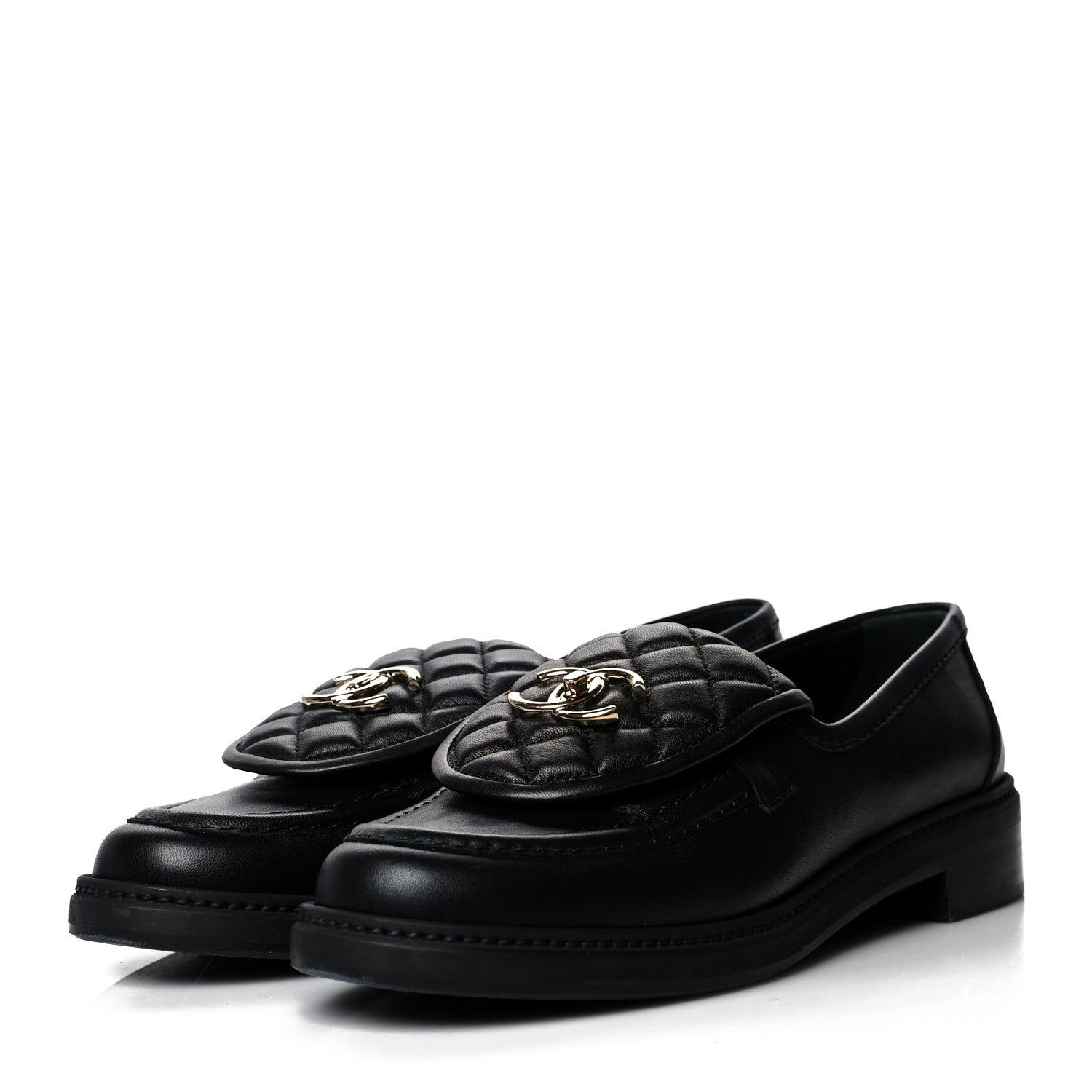 Chanel Lambskin Quilted CC Turnlock Loafers 39 Black 3 of 9