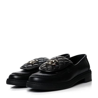 Chanel Lambskin Quilted CC Turnlock Loafers 39 Black 3 of 9