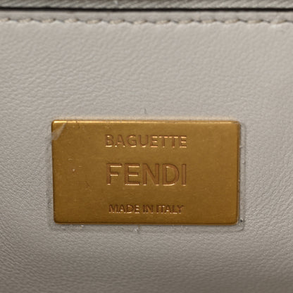 Fendi Nappa Small FF Embossed Midi Chain Baguette Ghiaia 6 of 8