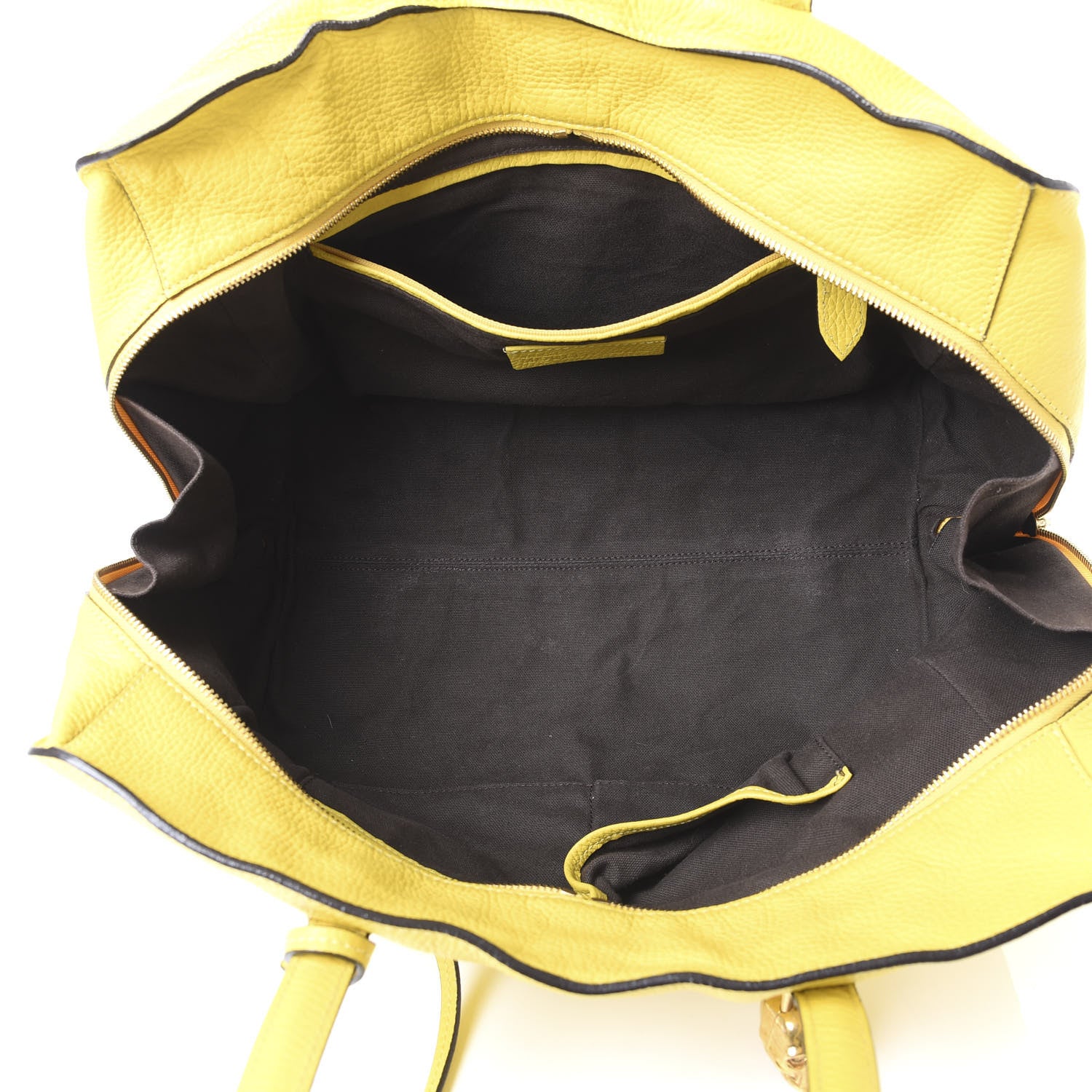 Alexander McQueen Pebbled Calfskin Large Skull Padlock Zip Around Tote Yellow 4 of 16