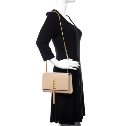Saint Laurent Smooth Calfskin Medium Classic Monogram Kate Tassel Satchel Dark Beige 2 of 11