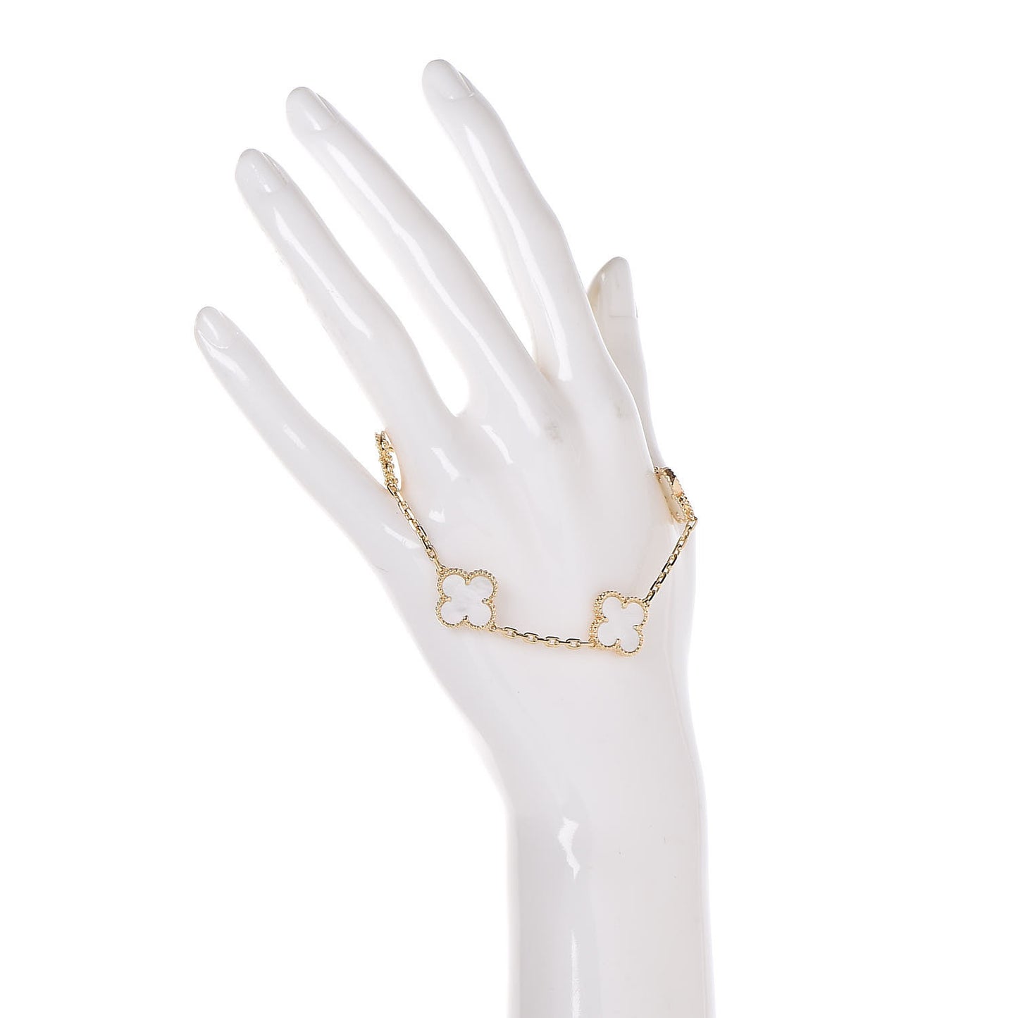 18K Yellow Gold Mother of Pearl 5 Motifs Vintage Alhambra Bracelet
