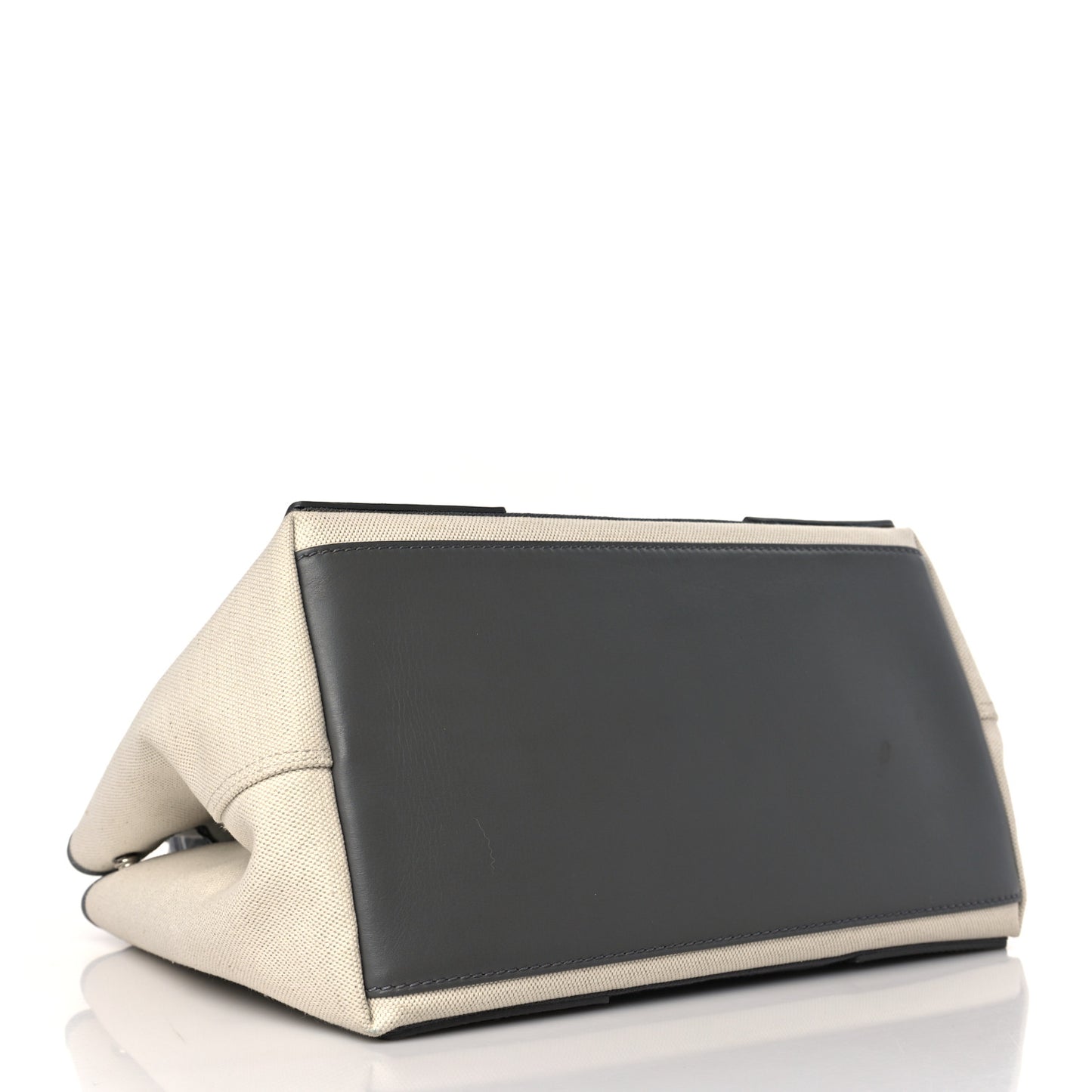 Cotton Canvas Calfskin S Navy Cabas Naturel Gris Acier
