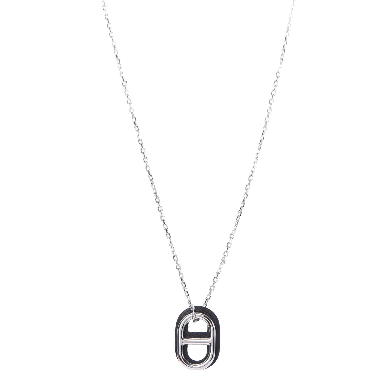 Hermes Swift O'Maillon Pendant Necklace Black 1 of 7