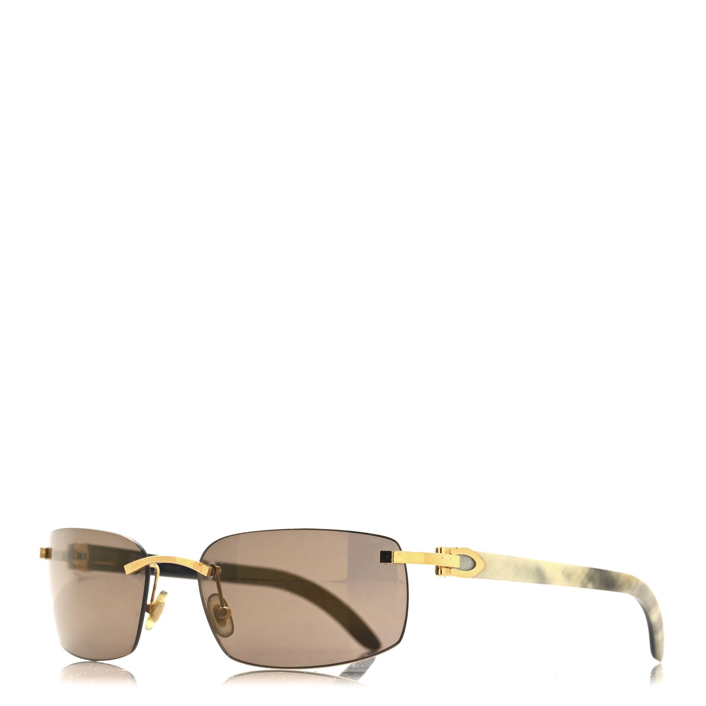 Metal Buffalo Horn Square Sunglasses Gold