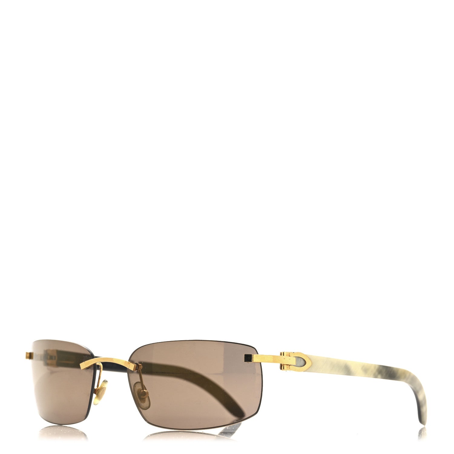 Cartier Metal Buffalo Horn Square Sunglasses Gold 1 of 7
