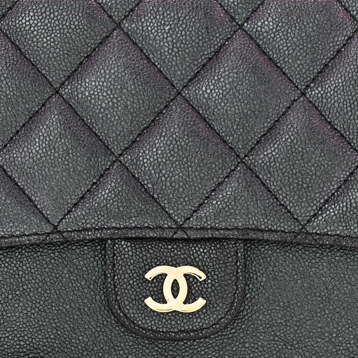 Chanel Iridescent Caviar Quilted Classic Pouch With Handle Black 8 of 10