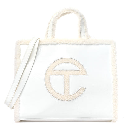 Telfar X UGG Crinkle Patent Shearling Medium Shopping Bag White 1 of 10