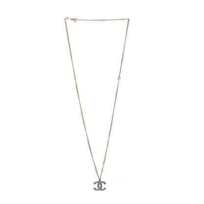 Chanel Crystal CC Pendant Necklace Gold Silver 2 of 5