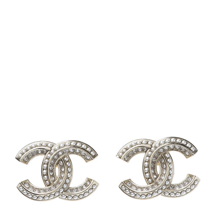 Chanel Crystal Pearl Chain Mania CC Earrings Gold 1 of 5