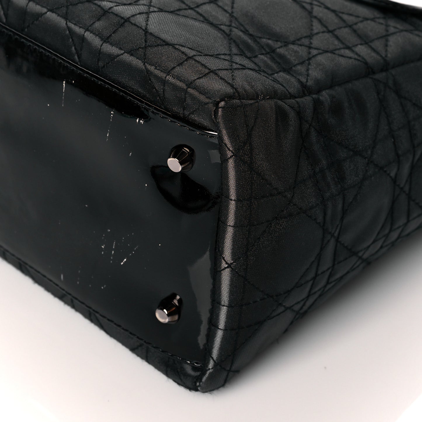 Coated Canvas Patent Cannage Medium Lady Dior Black