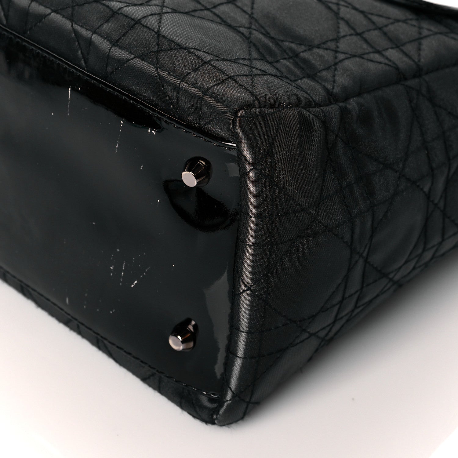 Christian Dior Coated Canvas Patent Cannage Medium Lady Dior Black 9 of 13