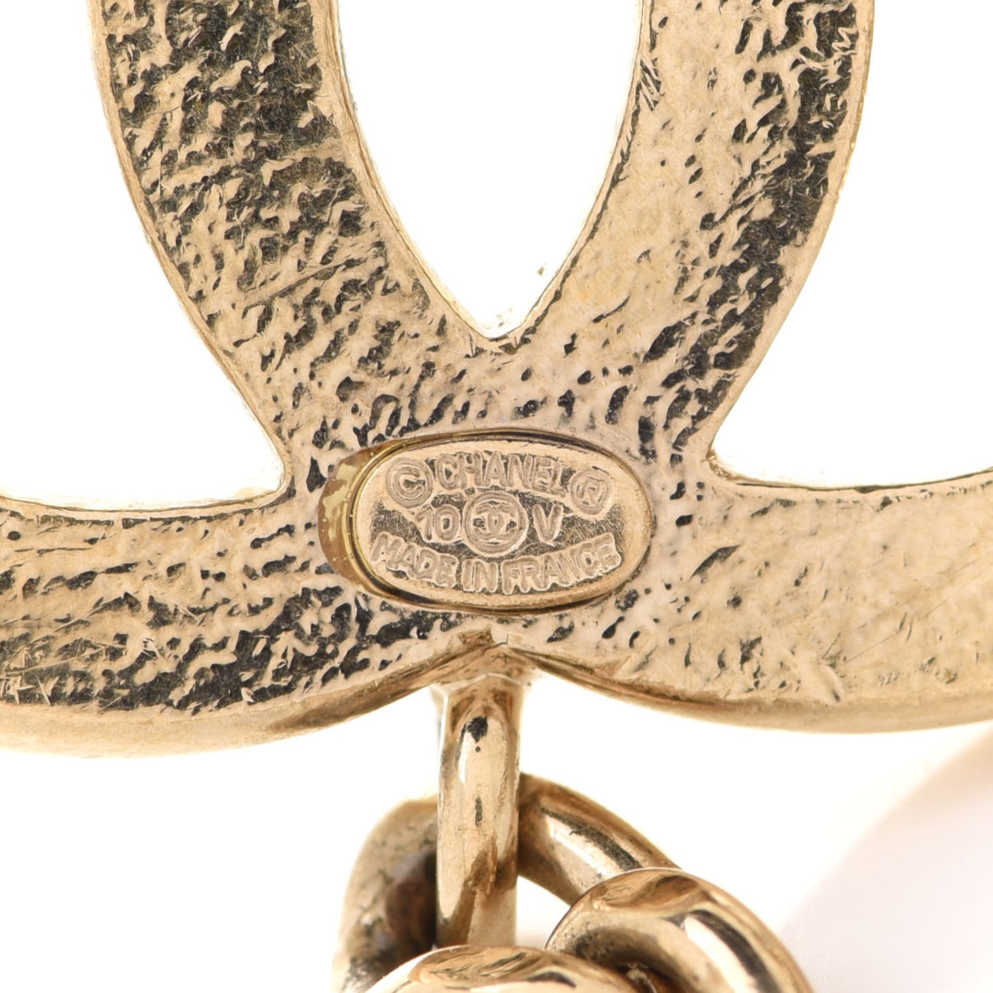 Enamel CC Chain Logo Belt Gold White