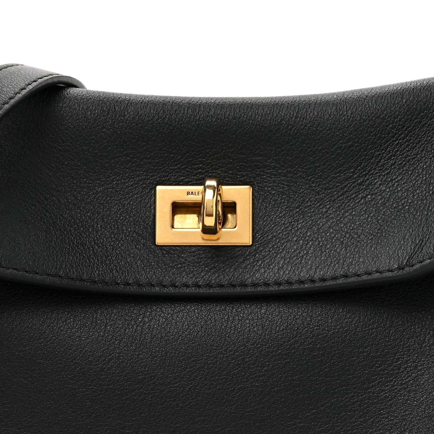 Natural Smooth Calfskin Small Rodeo Top Handle Handbag Black