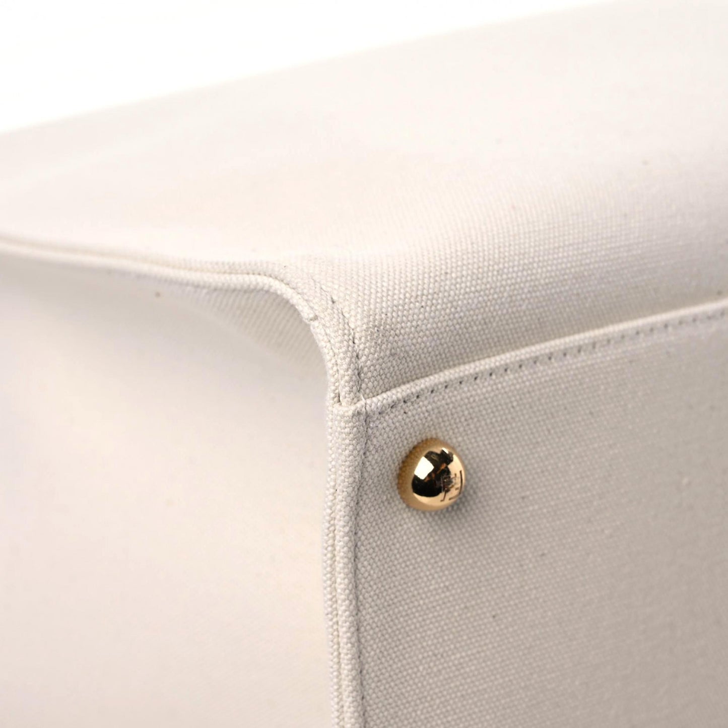 Cotton Canvas Calfskin Large Fendi Sunshine Shopper Tote White